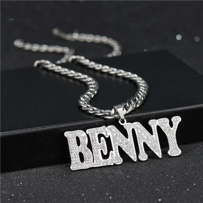 China FASHIONABLE wholesale custom made stainless steel pendant design name letter women 18k gold diy zircon necklaces for sale