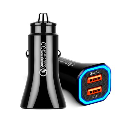 China Universal Mobile Phone Car Battery Charger 12v 24v Dual USB Car Charger QC3.0 Smart Mobile Phone Charger for sale