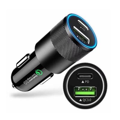 China Fast Speed ​​36W Dual USB PD 3.0 Car Charger Type-C PD Car Charger with QC3.0 for sale