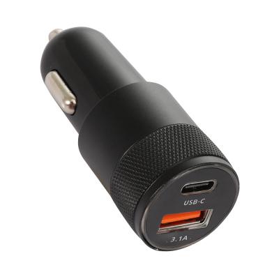 China Wholesale 5V 3.1A LED Light Charger Black Car Charger Aluminum Alloy Shell Usb C Fast Mobile Phone Charger for sale