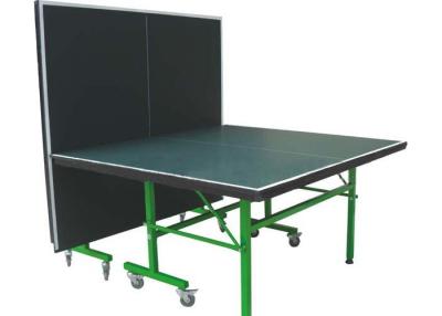 China Standard Indoor Green Table Tennis Table Single Folding Movable With Wheels for sale