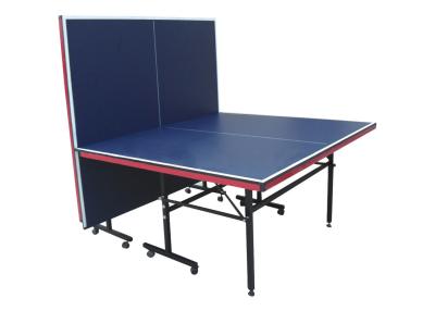 China Standard Size Black Table Tennis Table Steel Material With Wheels Blue Top for sale