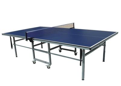 China Double Folding Inside Table Tennis Table , Blue Top Mid Size Ping Pong Table For Office for sale