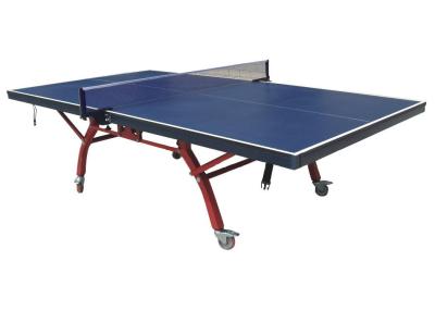 China Red Leg Midsize Table Tennis Table For Recreation , Inside Ping Pong Table With Wheels for sale