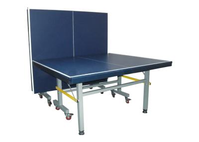 China Movable Competition Table Tennis Table Standard Size Blue Color With Wheels for sale