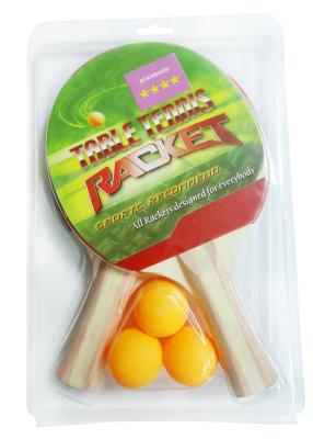 China Professional Performance Table Tennis Set Blister Packing With 3 Yellow Balls / 2 Bats for sale