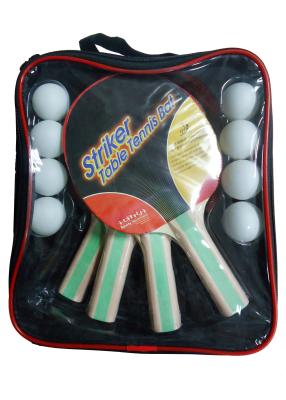 China Carry Bag Packing Table Tennis Set 5mm Plywood Bats 8 PVC Balls With Rubber for sale