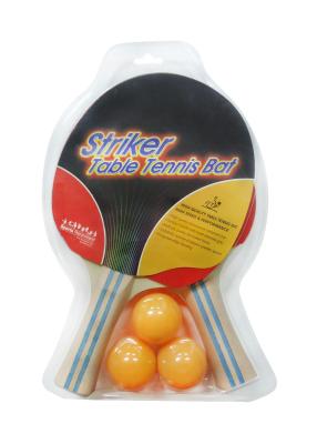 China Standard Table Tennis Set Reversed Rubber With Color Line Handle PVC Polybag for sale