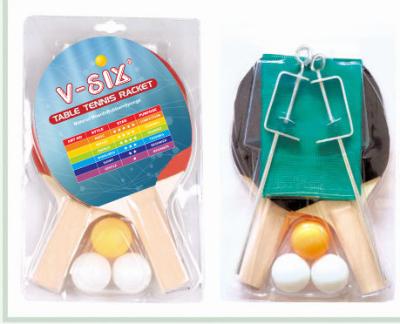 China Solid Handle Table Tennis Set 5 Layers Poplar Plywood With Black / Red Reverse Rubber for sale