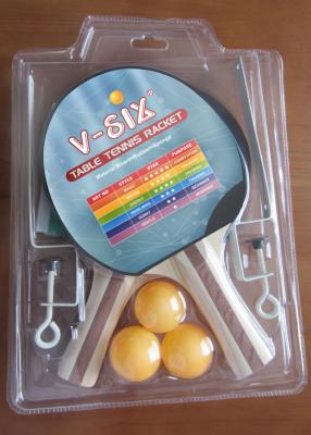 China Los buenos palos simples de los tenis de mesa fijaron con el embalaje del poste/de la ampolla de las bolas de la red 3 en venta