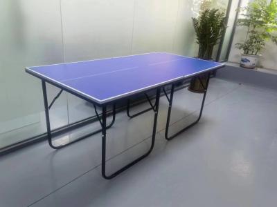 中国 足の容易な折り畳み式の動産のあたりの子供の卓球のテーブルの明確なライン青い上の正方形 販売のため