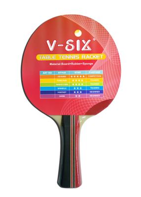 China Stripe Color Handle Linden Plywood Table Tennis Rackets with Reverse Rubber Sponge Play Racket for sale