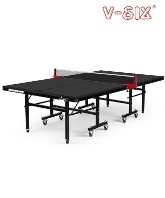 China New Model Single Folding Ping Pong Table , MDF Material with Balls and Bats Holder for sale