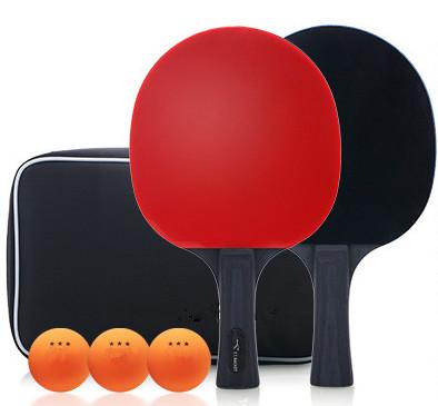 China Red Blue EVA Sponge Black Handle Table Tennis Set 3 Star Bat and ABS Balls Oxford Bag for sale
