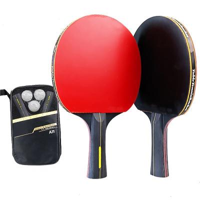 中国 卓球のポータブルは袋が付いている2つのPCSラケット3球を7つの層のPurewoodの強い殴打置いた 販売のため
