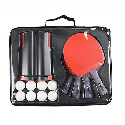 China Portable Wooden 4 Player Table Tennis Set Flexible Net 7 Layer Poplar Handle for sale