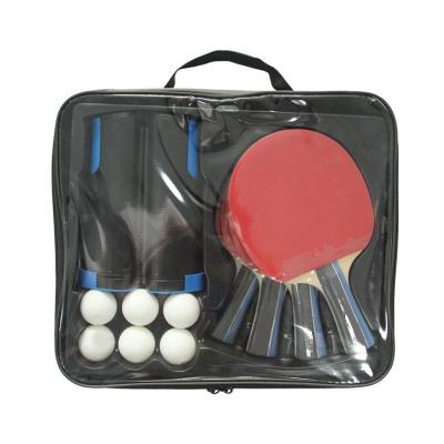 China 4 Paddle Ping Pong Net Set Poplar Reverse Rubber Portable Holder Polybag Packing for sale