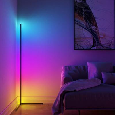 China Modern Running Bulk Dropshipping Nordic Minimalist Bright Color Dimming Changing Corner Led Tripod Floor Lamp for sale