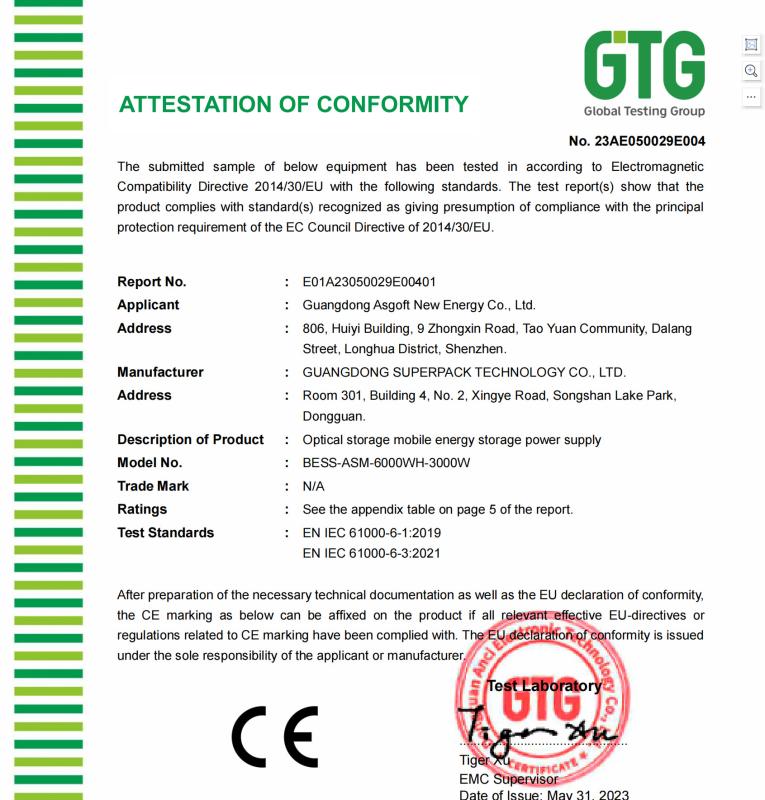 CE - Guangdong Asgoft New Energy Co., Ltd.