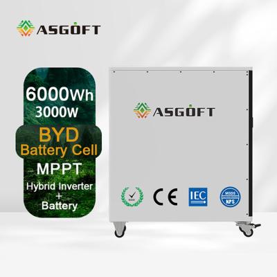 China inversor de carga solar del sistema de batería de almacenamiento de energía de la batería de 6Kwh lifepo4 6KW en venta