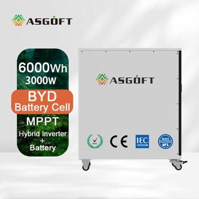 China 6KWH Lifepo4 weg Solarenergie-Speicher-System des Gitter-vom hybriden Inverter-3kw zu verkaufen
