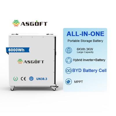 China Batería de carga inteligente 6Kwh lifepo4 con energía móvil portátil inversor de 3000W en venta