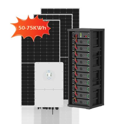 Cina 50kWh 75kWh High Voltage Hybrid Solar Energy System 100kWh 300Kwh 750kWh On Off Grid PV cabinet battery in vendita