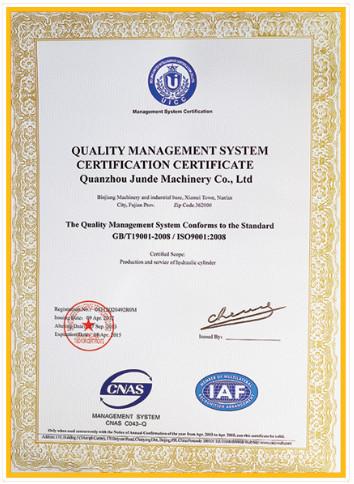 ISO 9001:2008 - QUANZHOU JUNDE MACHINERY CO.,LTD