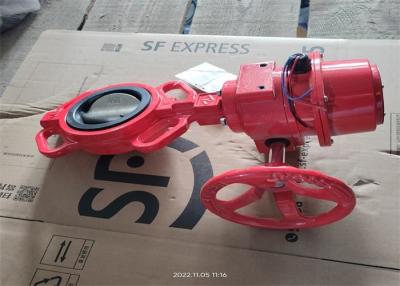China Signal Wafer Butterfly Gear Worm Power Fire Protection Valves Red Color for sale