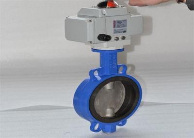 China Wafer Ductile Cast Iron Butterfly Valve , 1.6 Mpa Electric Actuated Butterfly Valve for sale
