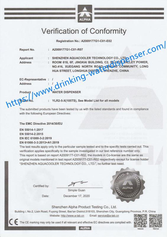 CE EMC Certificate - Shenzhen Aquacooler Technology Co.,Ltd.