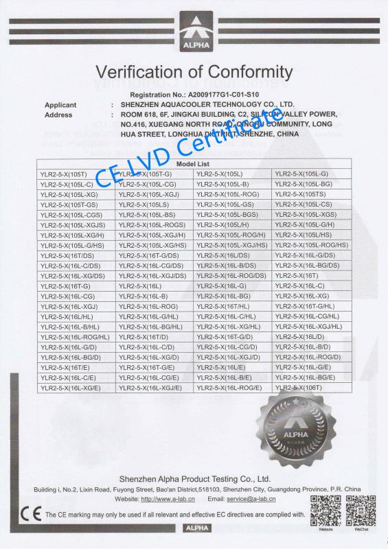CE Certificate-LVD - Shenzhen Aquacooler Technology Co.,Ltd.