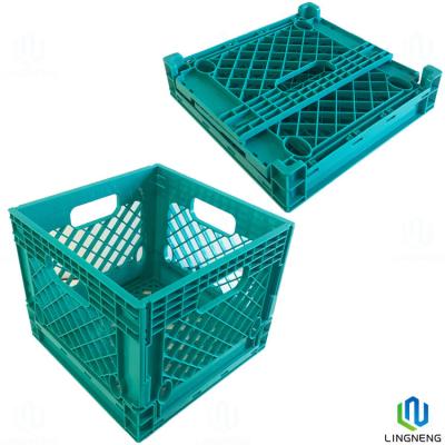 China 16 Quart Collapsible Milk Crate Stackable Foldable Plastic Crates For Vinyl Record And  Milk for sale