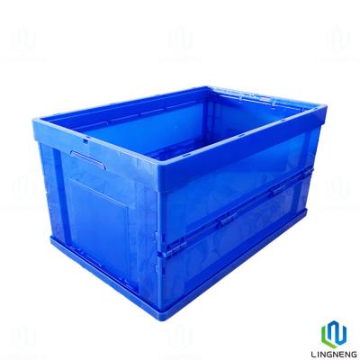 China Durable 54L Blue Plastic Foldable Container Collapsible Storage Box Without Lid for sale
