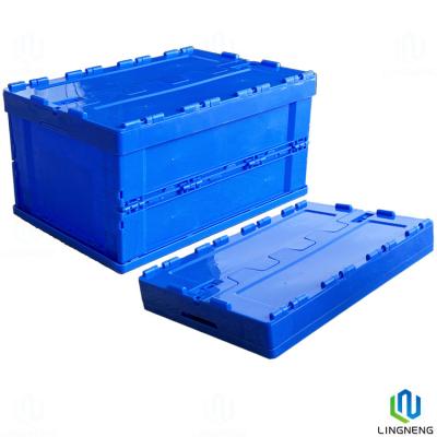 China 62L Folding Plastic Storage Crate , Plastic Collapsible Storage Boxes With Lids for sale