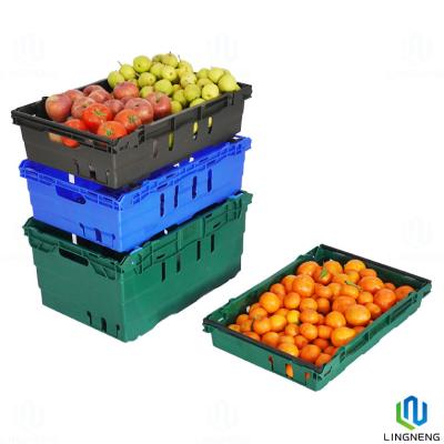 China Lightweight 18L Plastic Fruit And Vegetable Crates / Stacking Plastic Crates With Handle for sale