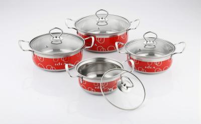 China 20cm 22cm Stainless Steel Cooking Pot Kitchen Cookware Set With Glass Lid for sale