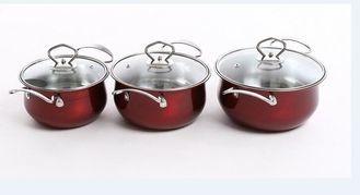 China Professional Red Pots And Pans Set , Non Stick Stainless Steel Cookware Set for sale