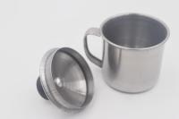 China Taza de acero inoxidable modificada para requisitos particulares del viaje del metal de las tazas del té del 11cm en venta