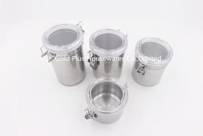 China Airtight Stainless Steel Canister With Clamp Refrigerator Storage Container for sale
