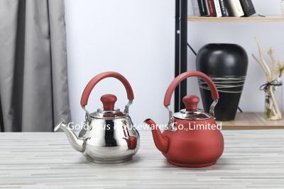 China Whistling 18cm Bollitore Stainless Steel Tea Kettle Red Silver Stove Top Coffee Pot for sale