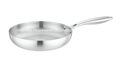 China Stainless Steel Straight Handle Non Stick Frying Pan Natural Color for sale