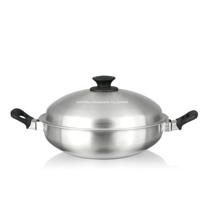 China 36cm External Diameter 304# Stainless Steel Woks With Two Handle for sale
