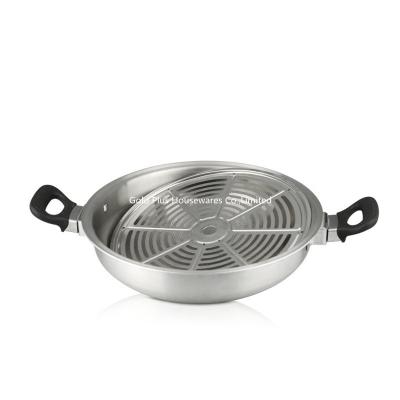 China Anti Scald Handle MultiPly Stainless Steel Cooking Pot With Oil Strainer for sale