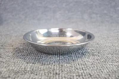 China 9.3cm Dia Stainless Steel Round Tray Soy Sauce Plate Buffet Sushi Appetizer Food Dish for sale