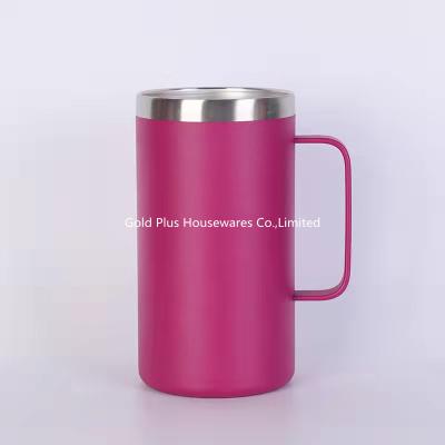 China Personalized Drinkware Stainless Steel Mug 600ml Reusable Powder Coated Pink Thermos for sale
