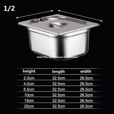 China 4cm Height Buffet Oven Containers Anti Jam GN Half Size Metal Food Trays With Dust Cover for sale