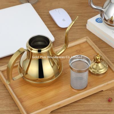 China 0.25cbm Stainless Steel Tea Kettle Golden Turkish Coffee Drip Pot for sale