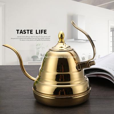 China SS Hand Drip Kettle With Lid Silver 1200ml Gooseneck Cafeteira Espresso Coffee Tea Pot for sale