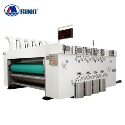 China 4 Color Carton Flexo Printing Machine Lead Edge Feeding With Die Cutter Unit for sale